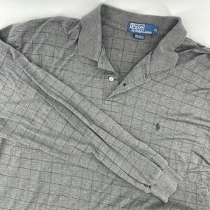 Polo by Ralph Lauren Long Sleeve Polo Shirt Mens XL Gray Plaid‎ Classic Casual